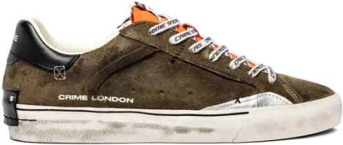 Crime London Groene Suède Sneakers met Logodetails