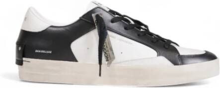 Crime London Zwarte Leren Sneakers Met Rubberen Zool Sportief Ontwerp