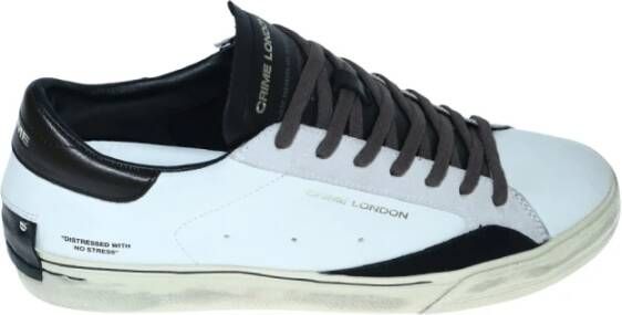 Crime London Italiaanse gemaakte sneaker in wit leer en grijs suède