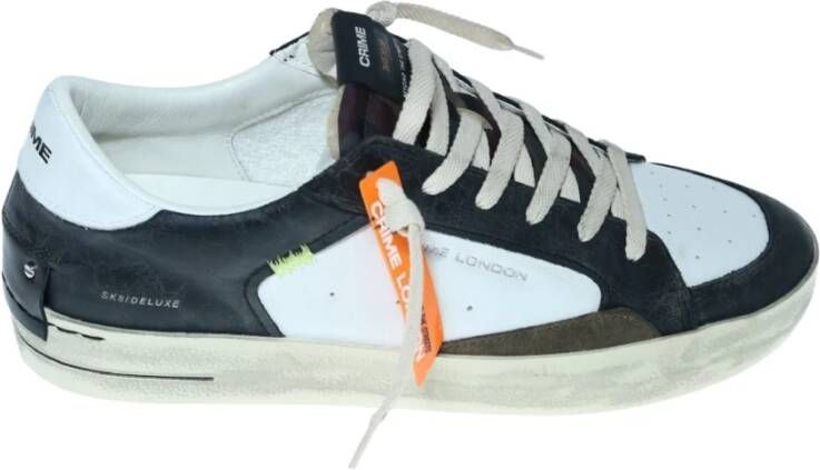 Crime London Italiaanse leren sneaker met militair groene details