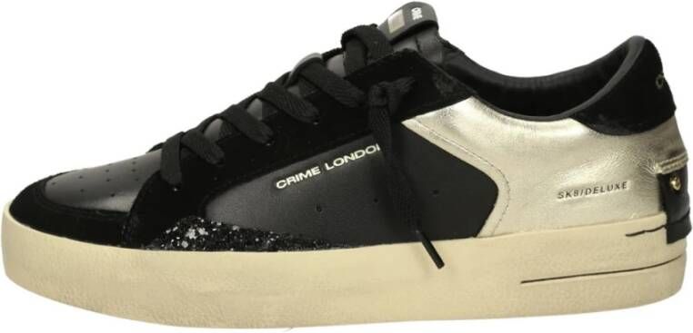 Crime London Zwarte Leren Sneakers met Bandzool Black Dames