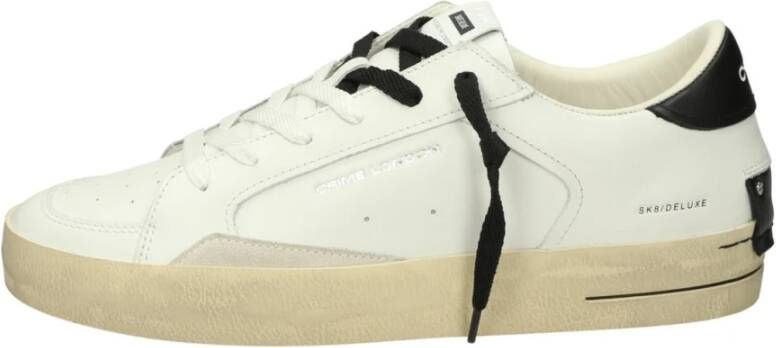 Crime London Witte leren sportieve sneakers met rubberen zool White