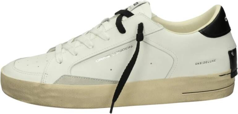 Crime London Witte leren sportieve sneakers met rubberen zool White Heren