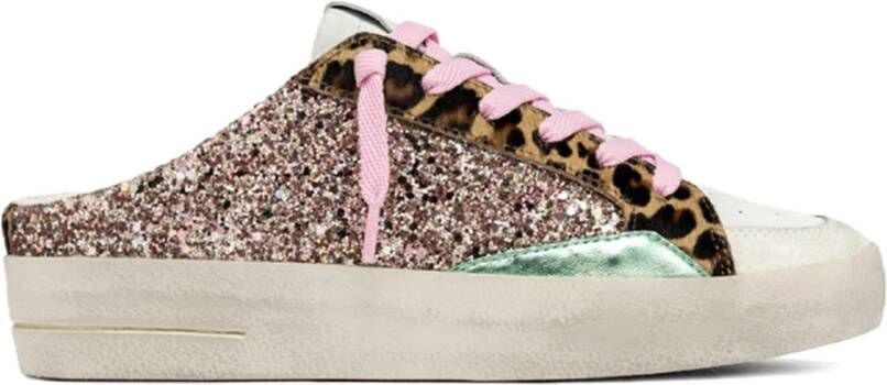 Crime London Multicolor Glitter Sneaker met Luipaard Details Multicolor Dames