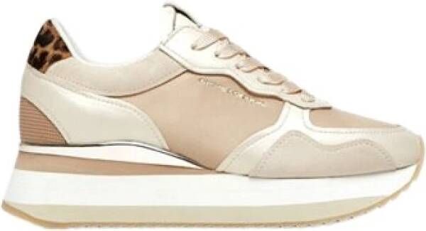 Crime London Nude Patchwork Sneaker Elevate Style Beige Dames