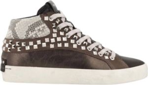 Crime London Retro Vintage Leren Sneakers Bruin Dames