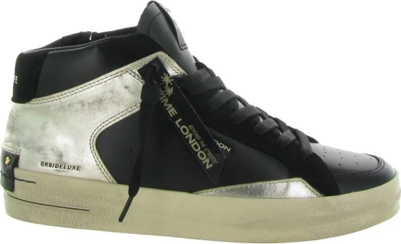 Crime London Zwarte leren sneakers met platinadetails Black Dames