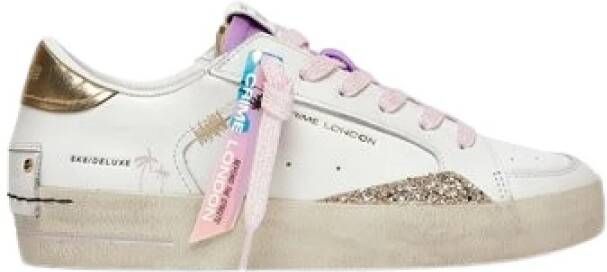 Crime London SK8 Deluxe Sneaker Wit Goud Glitter White Dames