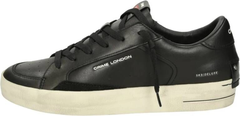Crime London Zwarte Leren Sneakers met Suède Details Black Heren