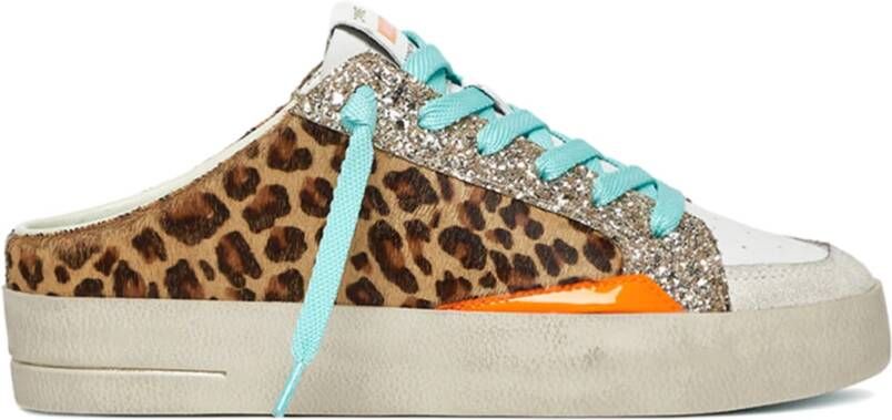 Crime London Pony Skin Glitter Sneakers Neon Orange Multicolor Dames