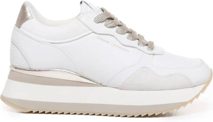 Crime London Coole witte leren wedge sneakers White Dames