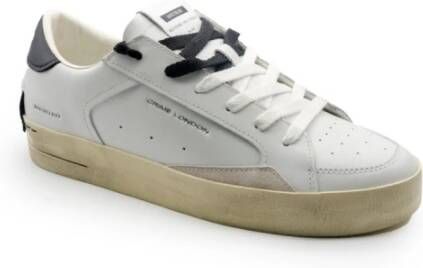 Crime London Witte leren sportieve sneakers met rubberen zool White
