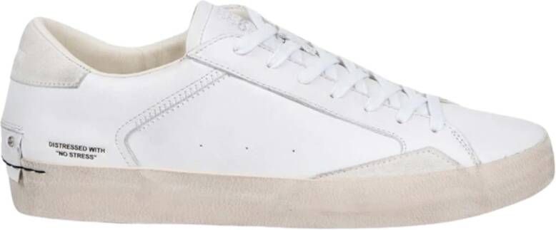 Crime London Witte Leren Sneakers met Off White Suède Details White
