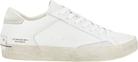 Crime London Witte Leren Sneakers met Off White Suède Details White