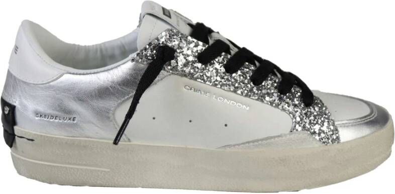 Crime London Glitter Sneakers met Contrasterende Hiel Gray Dames