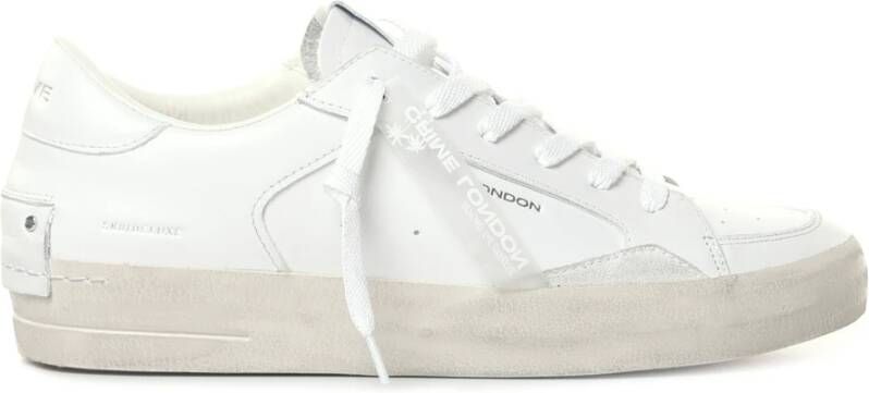 Crime London Witte Leren Sneakers met Bandzool White Heren