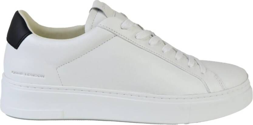 Crime London Witte Leren Sneakers met Ronde Neus en Logo Patch White Heren - Foto 3