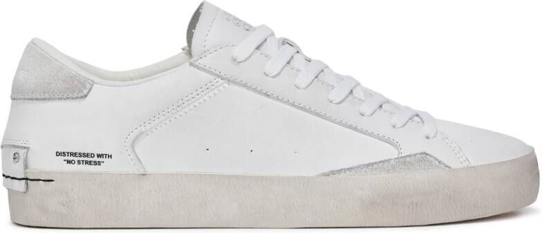 Crime London Witte Leren Sneakers met Off White Suède Details White Heren