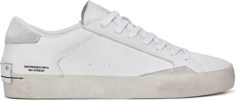 Crime London Distressed Witte Leren Sneakers White