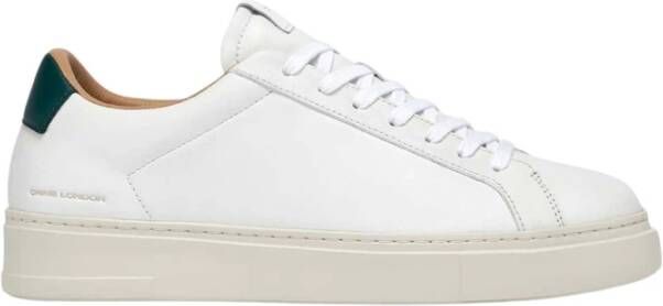 Crime London Witte Leren Sneakers met Groene Hiel White