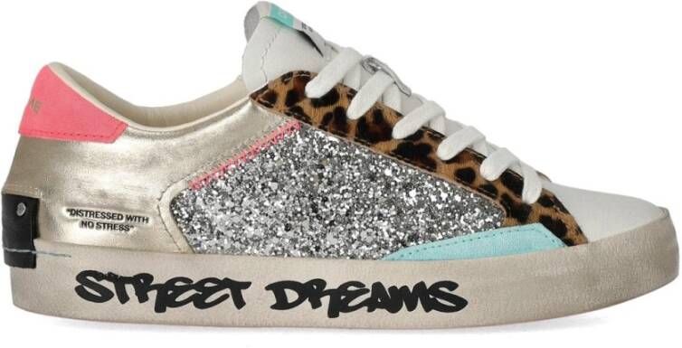 Crime London Versleten Wildlife Sneaker Platina Pailletten