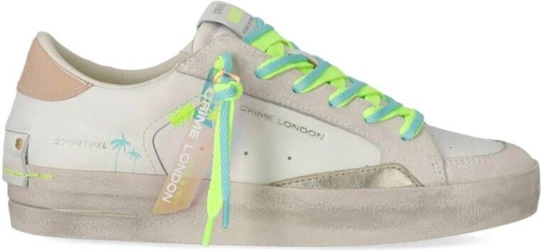 Crime London Vintage Witte Sneaker met Gouden Details
