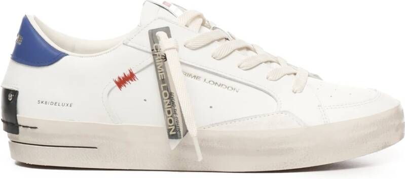 Crime London Wit Blauwe Leren Sneakers Vintage Stijl