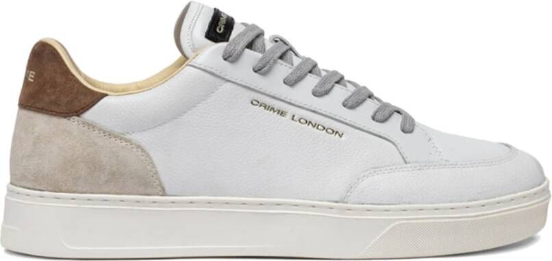 Crime London Witte leren sneaker met crèmekleurige details