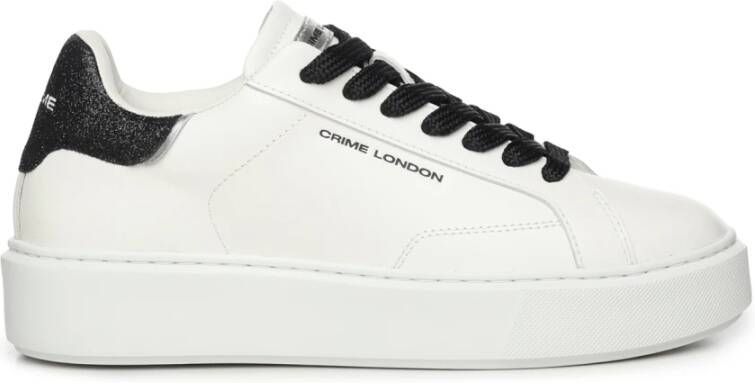 Crime London Witte Leren Sneakers met Extra Licht Zool