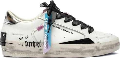 Crime London Witte leren sneakers met logodetail