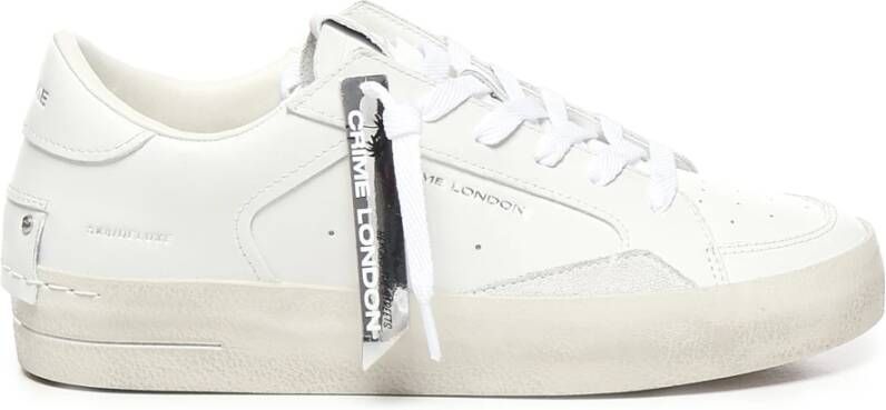 Crime London Witte Leren Sneakers met Logodetails