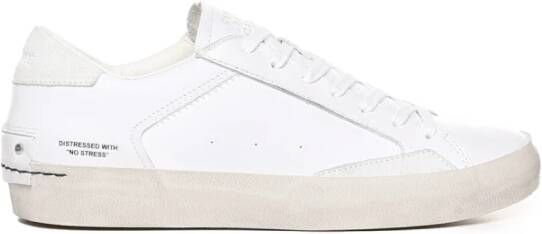 Crime London Witte Leren Sneakers met Off White Suède Details White
