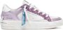 Crime London Witte leren sneakers met paarse glitter - Thumbnail 1