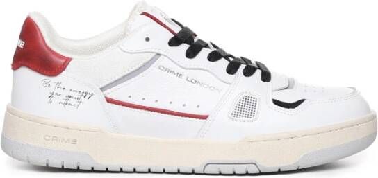 Crime London Witte Leren Sneakers met Rode Hak White Heren