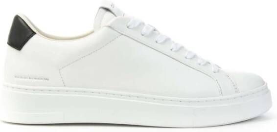 Crime London Witte Leren Sneakers met Ronde Neus en Logo Patch White Heren
