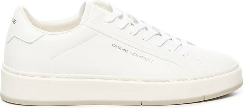 Crime London Witte leren sneakers met rubberen zool