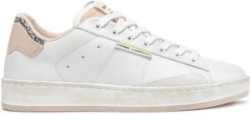 Crime London Witte leren sneakers met suède details