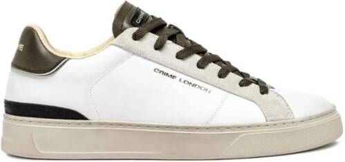 Crime London Witte leren sneakers met suède inzetstukken