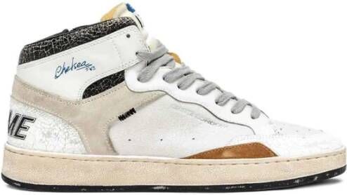 Crime London Witte leren sneakers met suède inzetstukken
