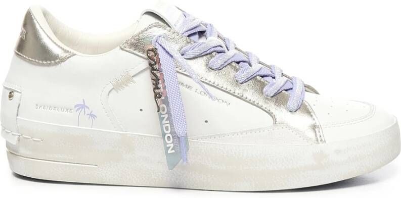 Crime London Witte Leren Sneakers met Vintage Effect