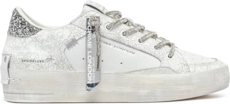 Crime London Witte leren sneakers met vintage zool