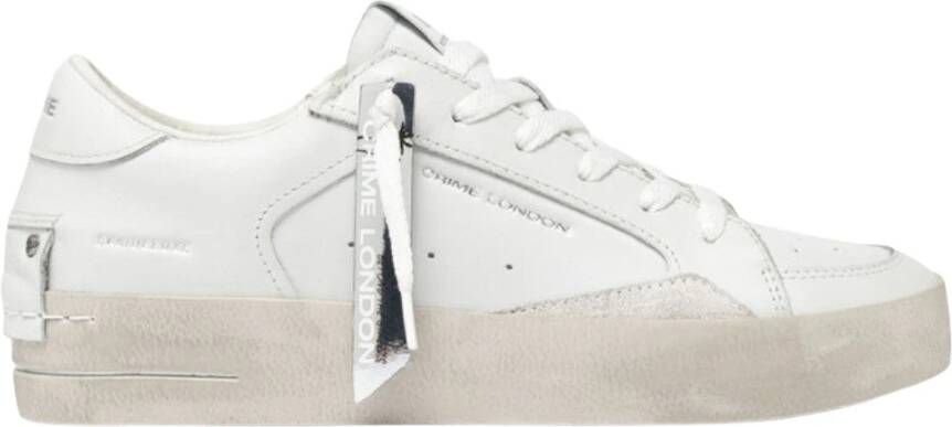 Crime London Witte leren sneakers met zilveren zool