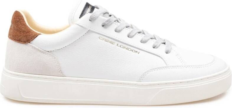 Crime London Witte leren sneaker met crèmekleurige details