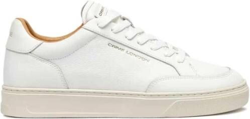 Crime London Witte Leren Sneakers Veters Rubber Zool