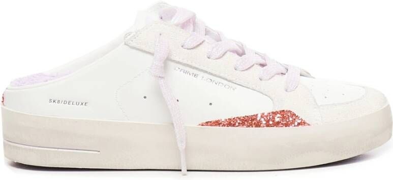 Crime London Witte Leren Sneakers Vintage Stijl