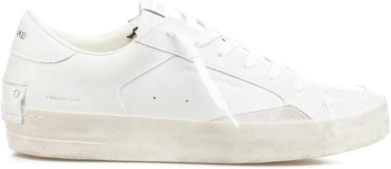 Crime London Witte Leren Sneakers met Bandzool White Heren