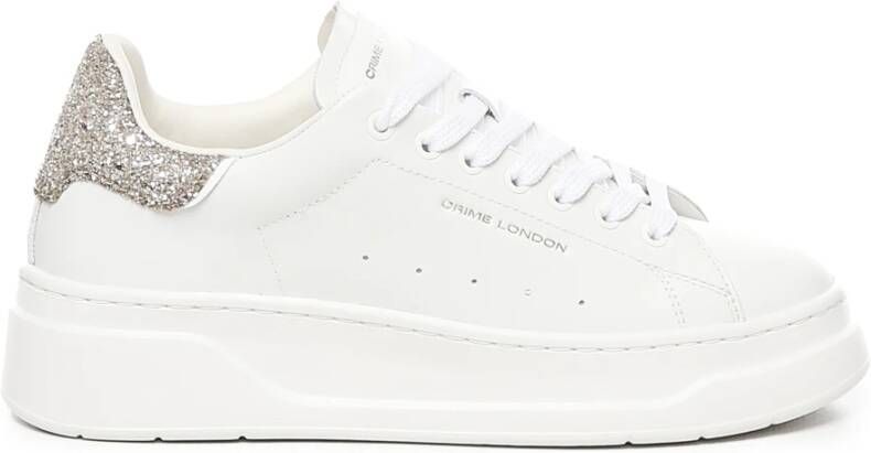 Crime London Witte Platinum Glitter Sneakers