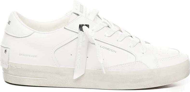 Crime London Witte Leren Sneakers met Bandzool White Heren