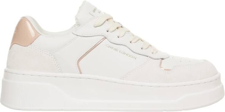 Crime London Witte Sneakers met Plateauzool