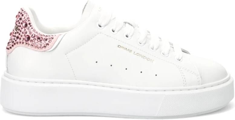 Crime London Witte Sneakers met Strass Hiel White Dames